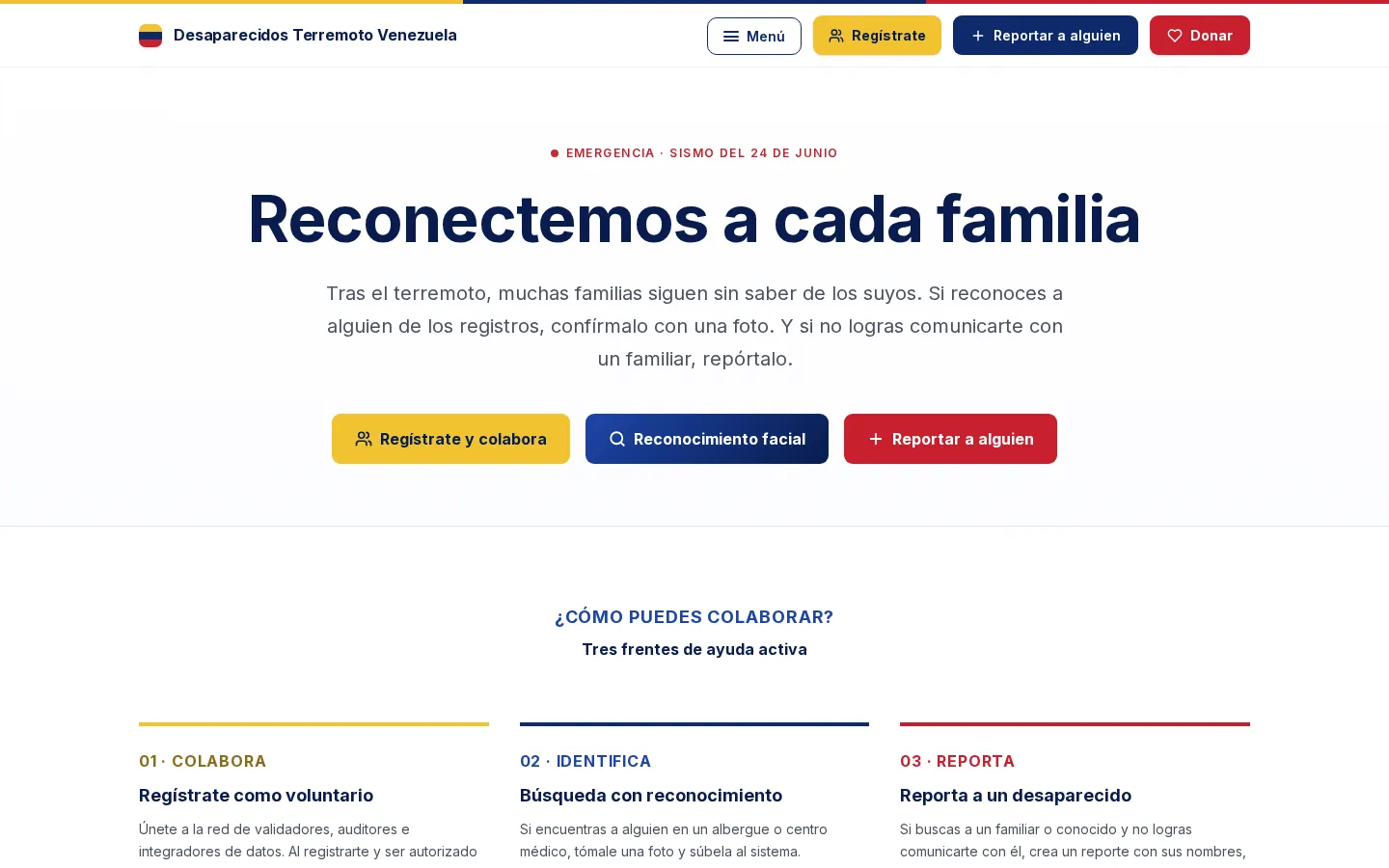 Desaparecidos Terremoto Venezuela website